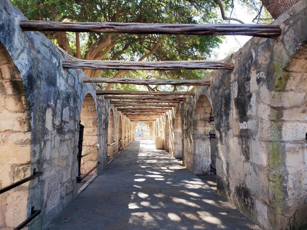 View down the Long Barracks at the Alamo.